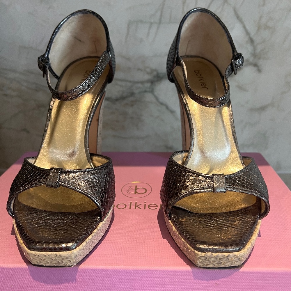 Botkier Platform Metallic Gunmetal Heels, Sandals
